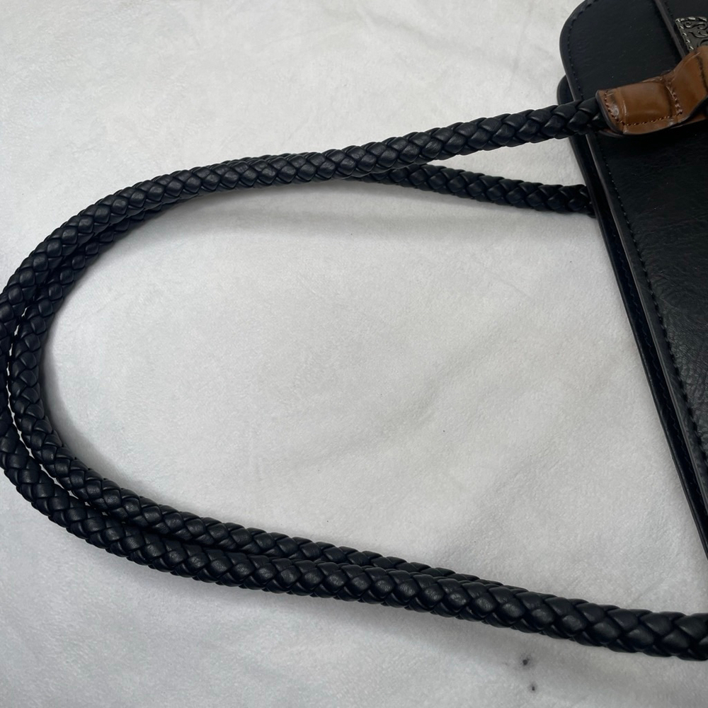 Women's Unbranded Unique Black Shoulder Bag with Brown Accents - Picture 7 of 13